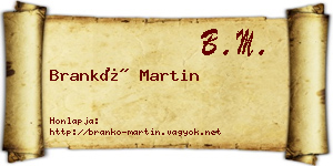 Brankó Martin névjegykártya